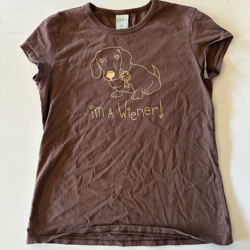Y2K Old Navy Weiner Dog Graphic Baby Tee